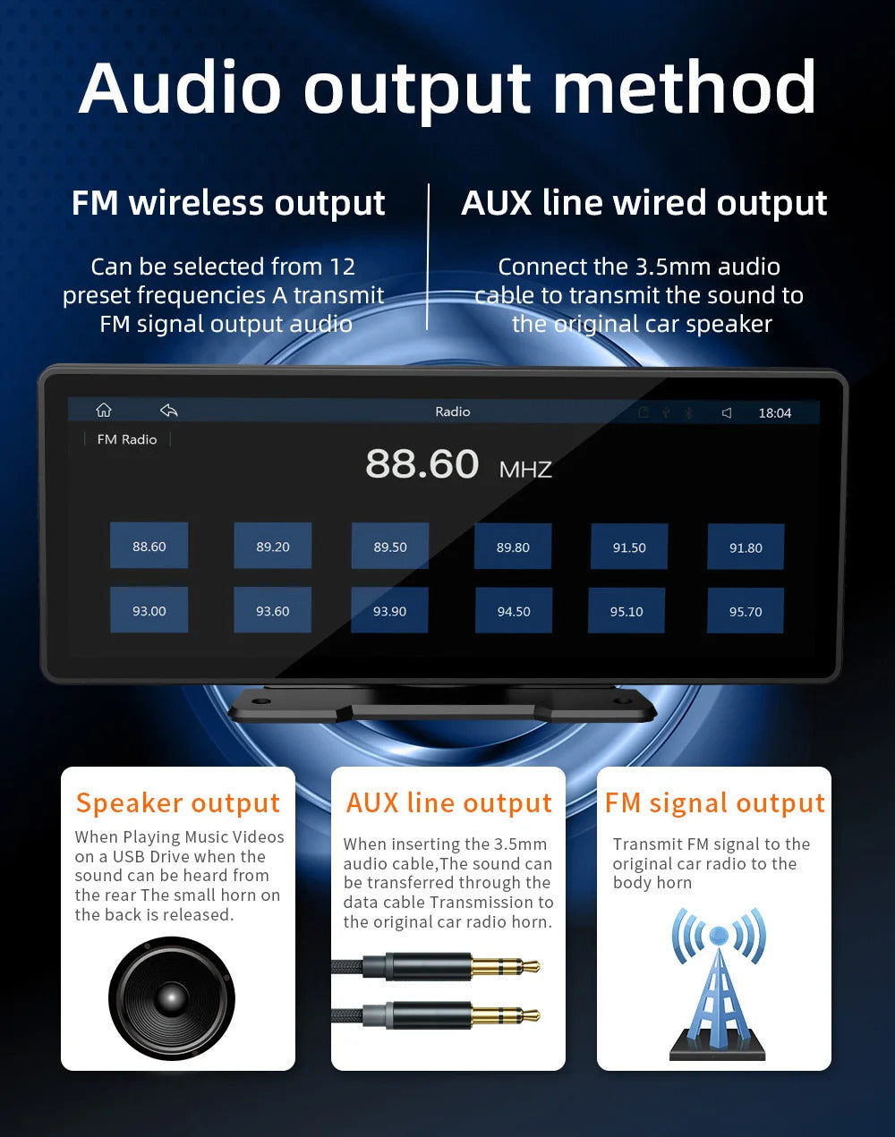 NOEIFEVO B5303 Trådløs CarPlay-skærm til biler, understøtter Apple CarPlay & Android Auto, 10,26" HD bærbar touchscreen-bilradio, billydmodtager med stemmestyring, spejl-link, Bluetooth, GPS-navigation, FM AUX