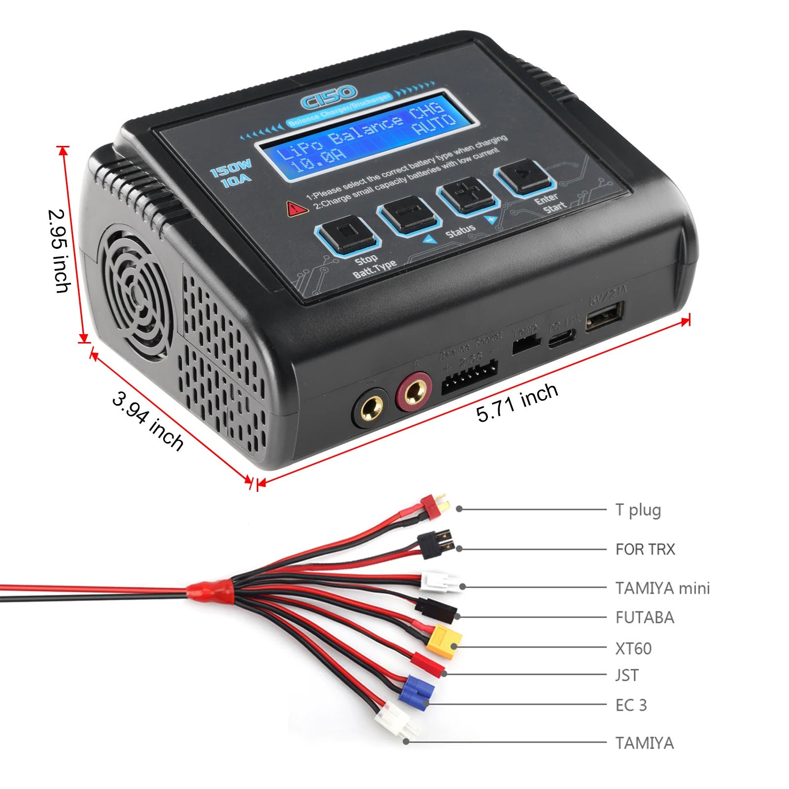 NOEIFEVO C150 AC/DC 150W 10A RC Balance Ładowarka i Rozładowarka do Akumulatorów LiPo, LiHV, LiFe, LiIon, NiCd, NiMh, Pb