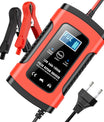 מטעין סוללות 12V 6A לרכב-אופנוע, מטעין חכם רב-תכליתי עם זיהוי טמפרטורה לסוללות עופרת-חומצה AGM, ג'ל וסוללות מחזור עמוק.