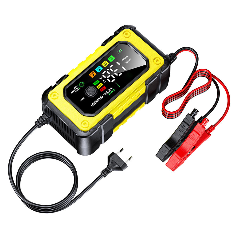 Caricabatterie per auto 7A, 12V Smart caricabatterie completamente automatico per veicoli con display LCD, adatto per auto, moto, tosaerba, barche e batterie marine