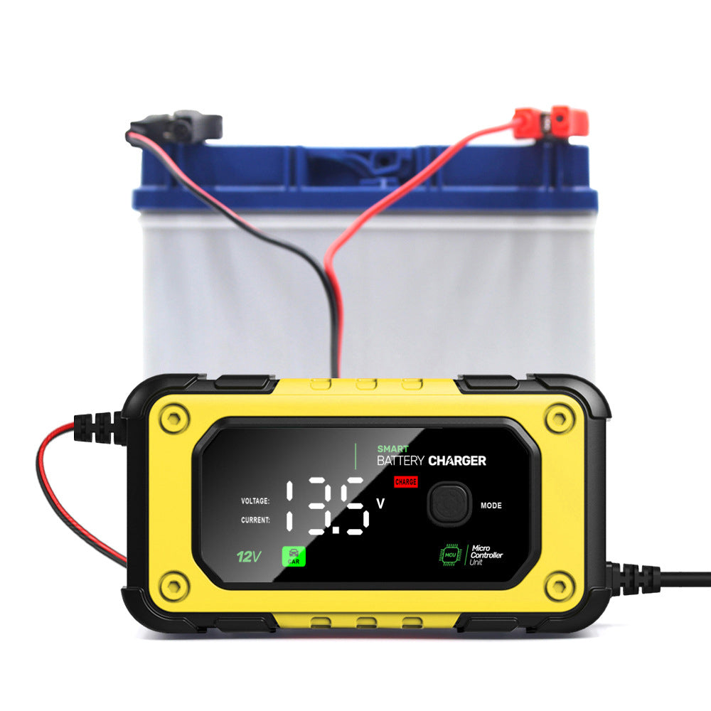 Caricabatterie per auto 7A, 12V Smart caricabatterie completamente automatico per veicoli con display LCD, adatto per auto, moto, tosaerba, barche e batterie marine