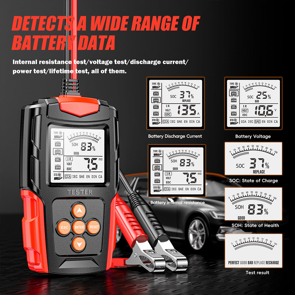 NOEIFEVO 12V 24V Tester autobaterií a generátorů – Digitální zátěžový tester pro osobní automobily, nákladní automobily, ATV a lodě – CCA analyzátor autobaterií a tester nabíjecího systému