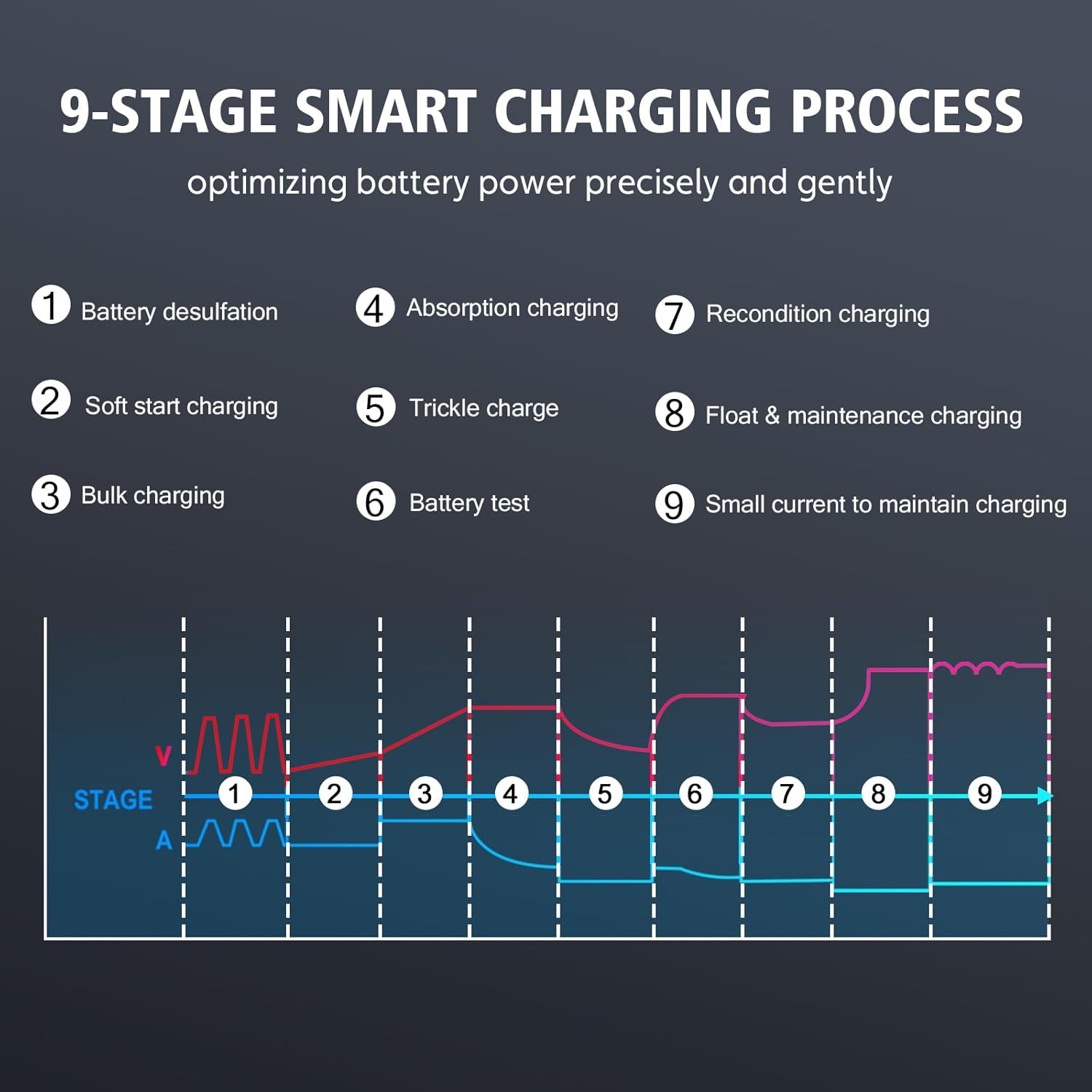 NOEIFEVO 6V 10A/12V 30A/24V 16A Smart-laddare för bilbatterier, batteriladdare för bil, motorcykel, gräsklippare, båt, lämplig för litium-, LiFePO4- och bly-syrabatterier (AGM, gel, MF, EFB, SLA, VRLA, våt)