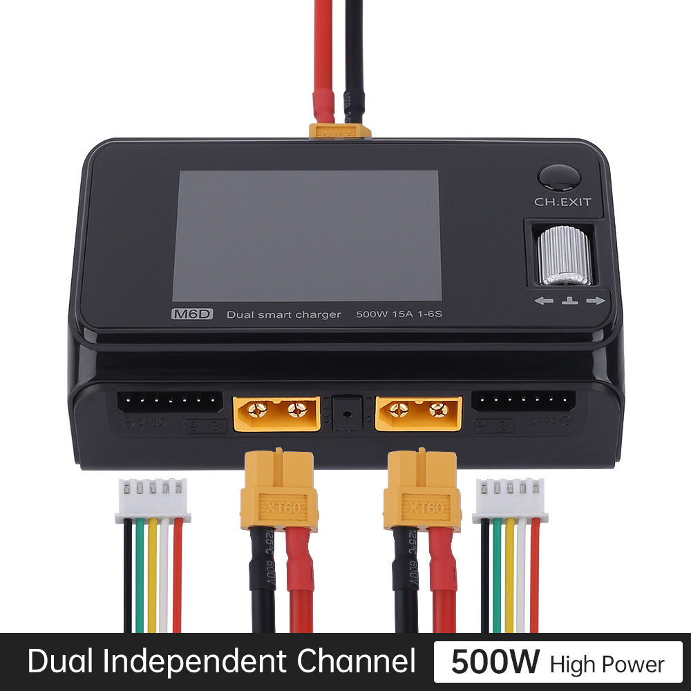 M6D 500W 25A DC Dual-Channel Inteligentná vyvažovacia nabíjačka a vybíjačka pre batérie 1-6S LiPo/LiHV/LiFe/LiIon, 1-16S NiMH, 1-10S Pb