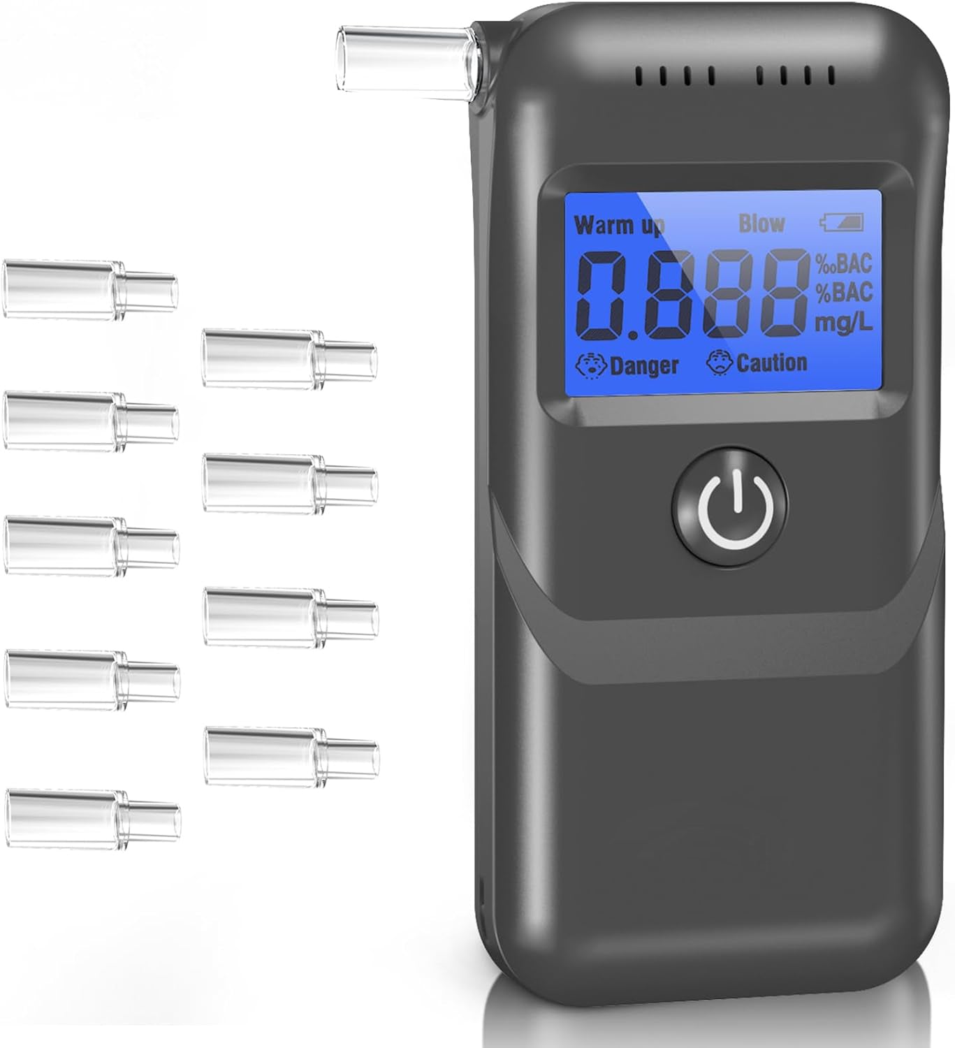 NOEIFEVO Tester Alcol, Etilometro Professionale con Display LCD Blu Digitale, Tester Alcolico a Soffio ad Alta Precisione per Uso Personale e Professionale a Casa.