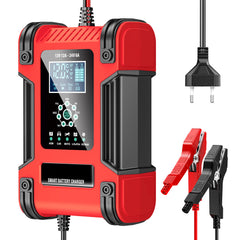 Caricabatterie per auto, 12V 12A / 24V 6A Caricabatterie per batterie al piombo AGM LiFePO4, Caricabatterie per veicoli, Caricabatterie intelligente a 7 stadi con display LED per auto, camion, motociclette, tosaerba.