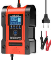 Caricabatterie per auto e moto 12V 6A / 24V 3A, caricabatterie intelligente multifunzione per la riparazione con rilevamento della temperatura per batterie al piombo, AGM, gel, a ciclo profondo, al litio e LiFePO4