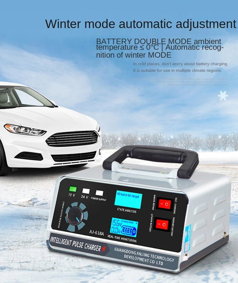 Caricabatterie intelligente 12V 30A / 24V 15A, caricabatterie per auto con funzione di mantenimento e riparazione a impulsi intelligenti per auto, camion, barca e moto
