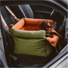 NOEIFEVO Leder-Auto-Hundebett für kleine und mittelgroße Hunde bis 17 kg, wasserdichter, waschbarer erhöhter Sitz für Reisen und den Heimgebrauch, tragbar und sicher