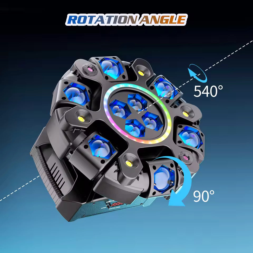 150W 6-armet RGBW Beam moving head med halo-effekt, scenelys, DMX512, seksstråle-stroboskop-effekt, velegnet til DJ-fester, fødselsdage, professionel scenebelysning, bar- og KTV-belysning