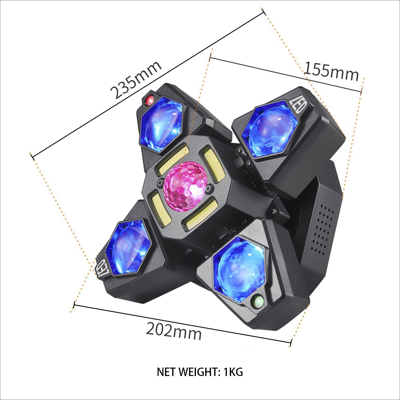 60W 4 Arm Partyleuchte, RGBW-LED-Bühnenleuchte mit Fernbedienung/DMX-Steuerung, Discolichter für Hochzeiten, Partys, KTVs, Clubs und Bars