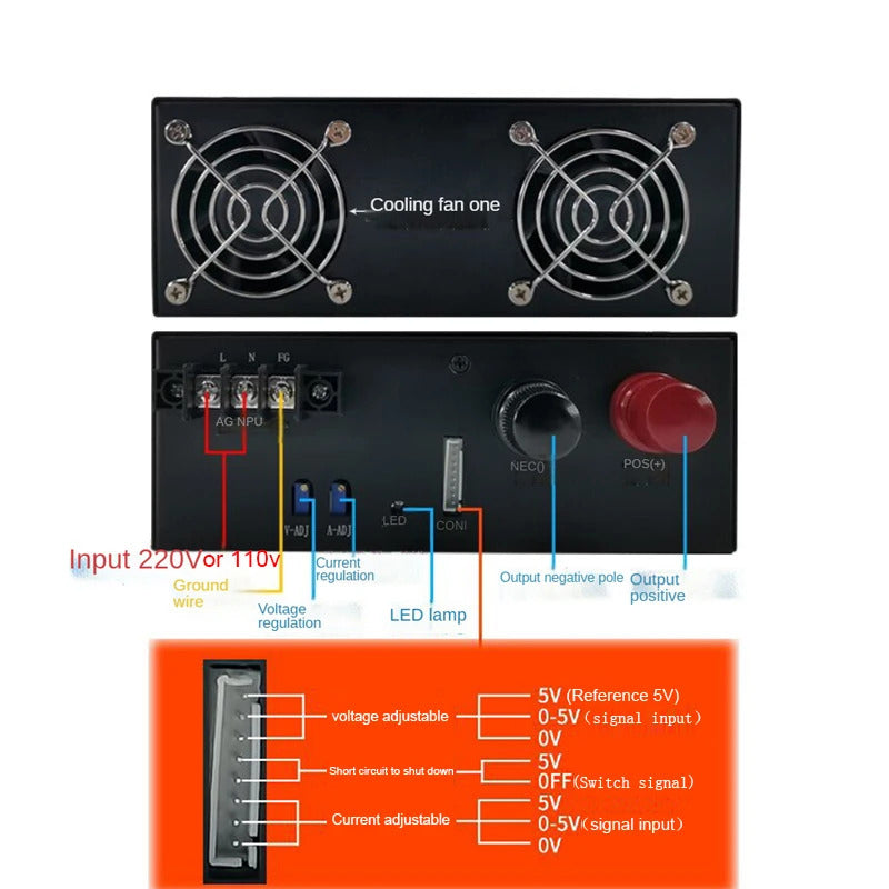 NOEIFEVO 12V 24V 36V 48V 60V 80V 110V Spänningsjusterbar Universal-laddare, 200A 125A 50A 27A Strömjusterbar, CC/CV Laddning, Lithium Lipo LiFePO4 Blybatteri Högströmförsörjning