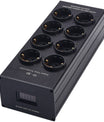 Stroomfilter-stopcontact met ruisonderdrukking, overbelastingsbeveiliging, spanningsweergave en audioversterker, Europees stopcontact