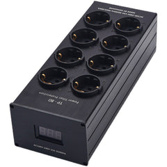 Stroomfilter-stopcontact met ruisonderdrukking, overbelastingsbeveiliging, spanningsweergave en audioversterker, Europees stopcontact