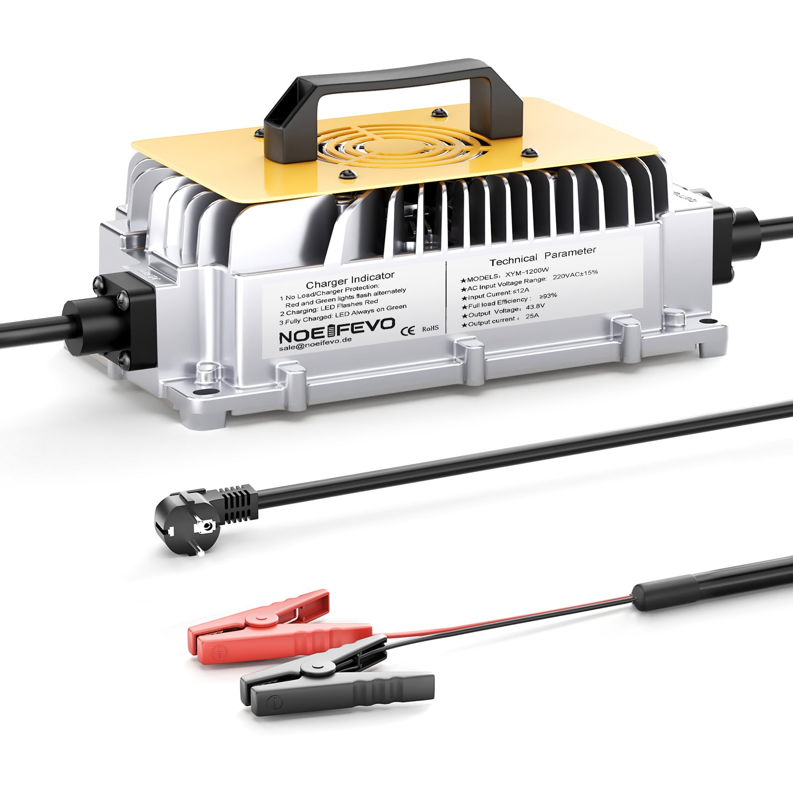 NOEIFEVO 36V 38,4V LiFePO4 Caricabatterie,  43,8V 25A caricabatterie per golf car, batteria LiFePO4 per barca