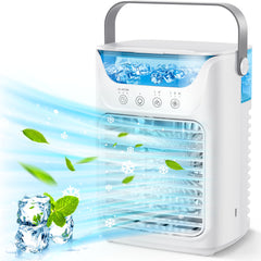 Mobiele airconditioner, 700 ml mini-airconditioner, draagbare mobiele airconditioner 4 in 1 met USB, met timer van 2/4/6 uur, 3 snelheden en 2 mistmodi, 7 kleuren, mini-luchtkoeler voor thuis, op kantoor