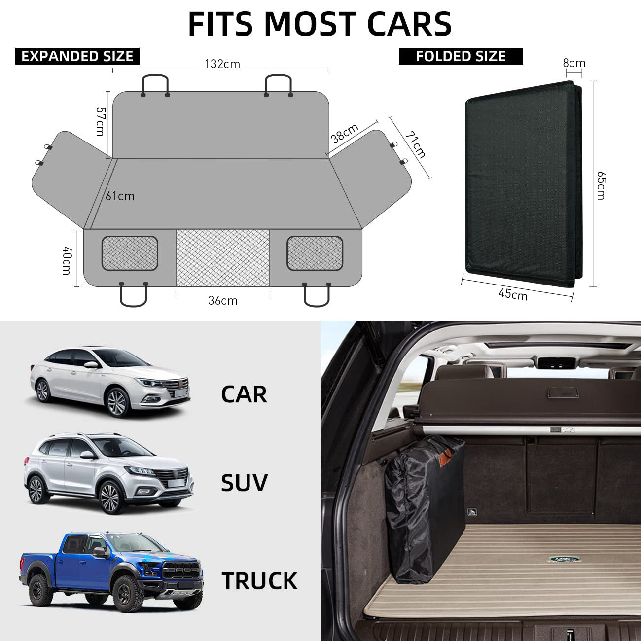 NOEIFEVO CA05 Manta para cachorro para banco traseiro de carro com fundo rígido, banco traseiro com proteção lateral e janela de visualização, manta para carro resistente a arranhões e repelente de água, tapete para cachorro, banco traseiro