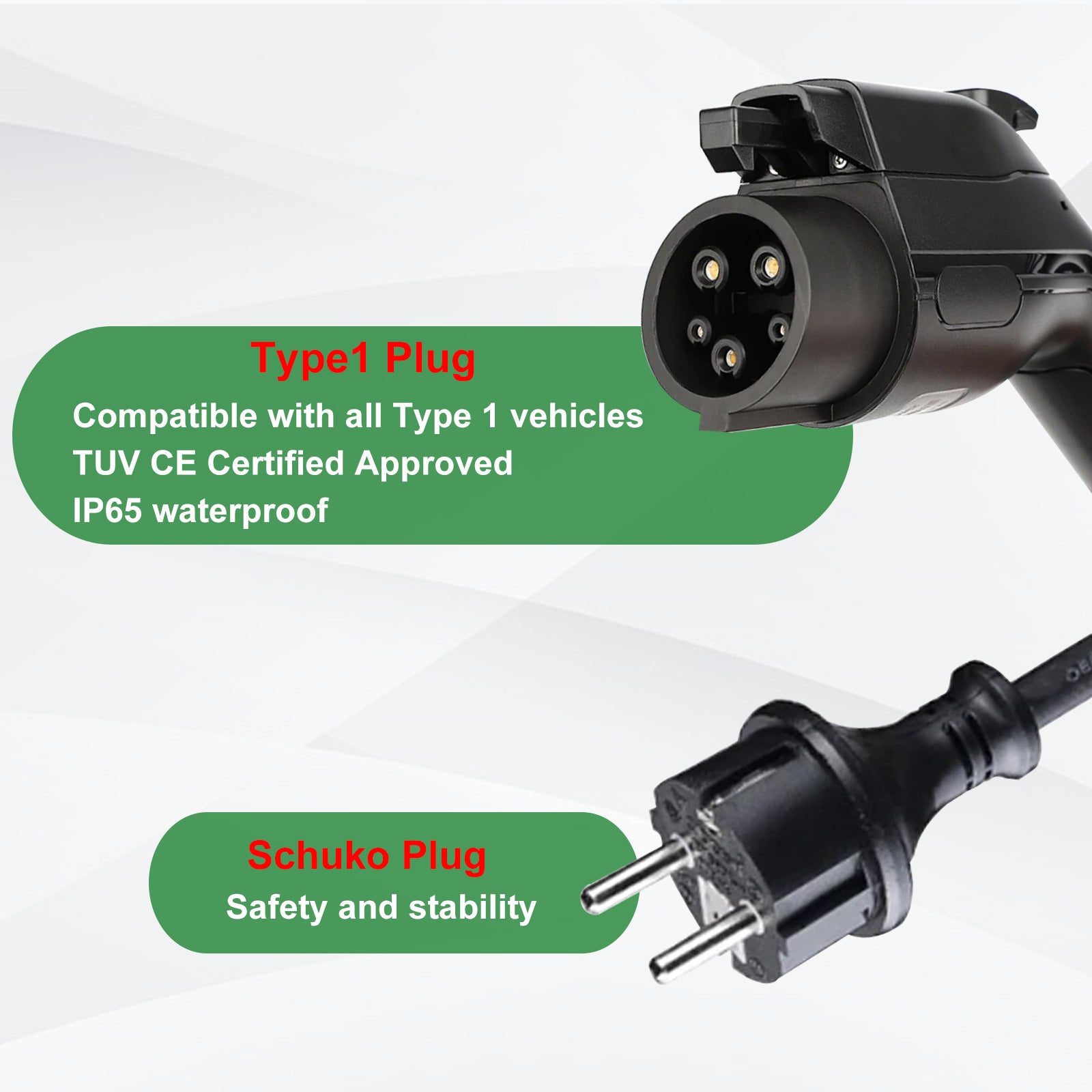 Noeifevo Portable Type1 3.6KW 16A מטען EV, 5m / 10m כבל טעינה EV נייד עם Schuko