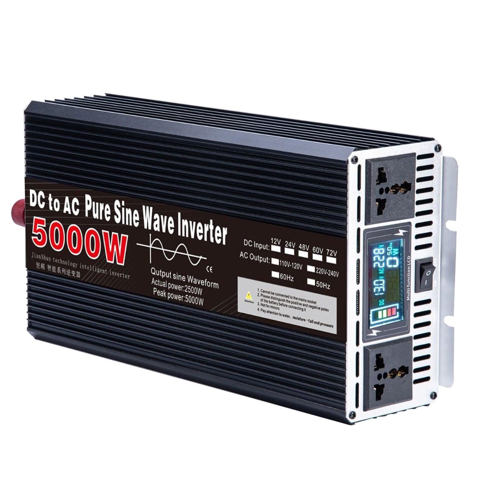 Kannettava teho 3000W 4000W 5000W 6000W 8000W Pure Sine Wave Inverter DC 24V AC 110V 220V jännitteen muunnin Auto Solar Inverter