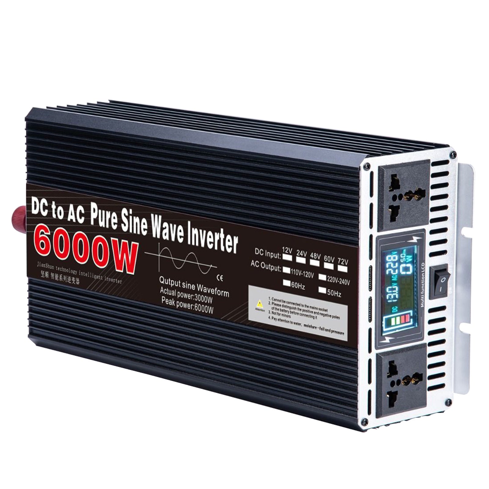 Portable Power 3000W 4000W 5000W 6000W 8000W Pure Sine Wave Inverter DC 24V to AC 110V 220V Voltage Converter Car Solar Inverter