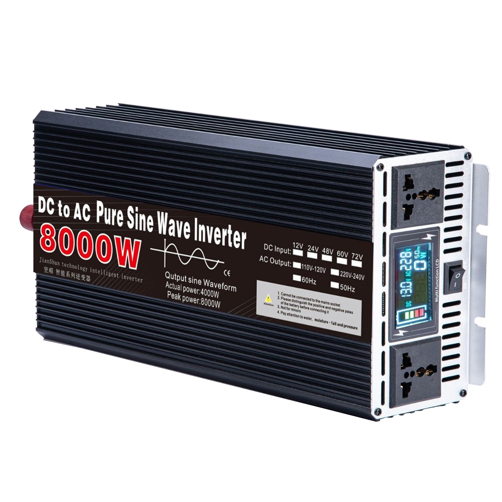 Inverter sinusoidale puro DC 12V a AC110V 220V 3000W 4000W 5000W 6000W 8000W Convertitore di tensione Convertitore solare inverter